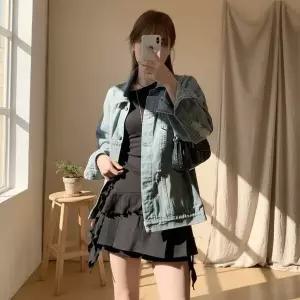 여성용 환절기 그런지 빅사이즈 데님자켓