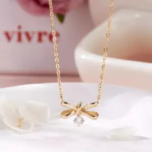 갤러리아 [비앤비골드] 18K 쁘띠 매듭 리본 큐빅볼 체인 목걸이 MNN42427