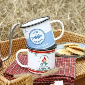[마이모노샵][마이모노샵] 캠핑 야외 실외 차박 휴대용 법랑 일러스트 머그컵 커피잔 (17308695)