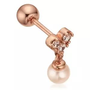 [비앤비골드] 14K 귀걸이 하트스톤 4mm진주참 피어싱 귀걸이 (한쪽) NPE23997