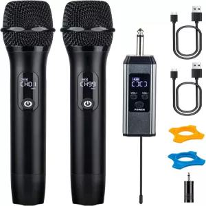 노래 노래방을 위한 로우비에타 무선 마이크 99채널/150m 길이의 메탈 듀얼 시스템 40시간 배터리 DJ 파티