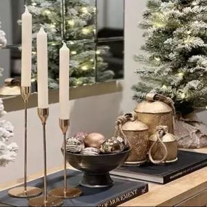 래스틱 크리스마스 장식을 위한 대형 빈티지 골드 카우 벨 로프에 매달린 3종 세트 수제 럭키 (3 4 6 8인치