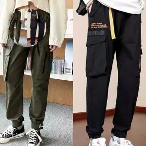 남녀공용 조거 카고 스트랩 스트릿 패션 팬츠 발목