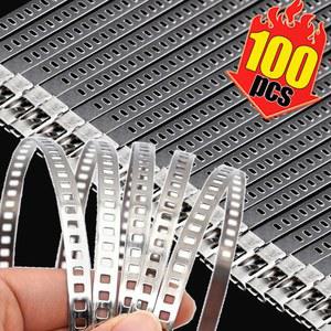 케이블라벨 10 100pcs 스테인레스 스틸 자동 잠금 다목적 파이프 보관 지퍼 헤비 듀티 하드웨어 패스너