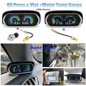 IN 자동 디지털 수온 자동차 게이지 12V 전압계 압력 오일 트럭 측정기
