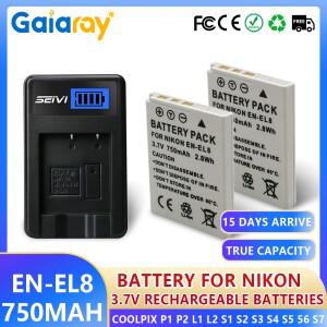 니콘 쿨픽스 P1 카메라용 EN EL8 배터리 LED 충전기