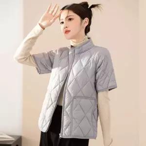 반팔다운 여성반팔패딩조끼 활동성 가벼운 이너 다운 카키 M