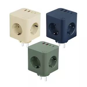 3구 고용량 4000W 플러그 스위치형 큐브 멀티탭 USB-C타입 AMT-05 3color