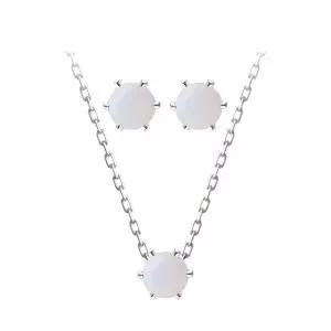 [미니아트] 순은 92.5 데일리 베이직 오팔 큐빅 실버 목걸이 귀걸이 세트