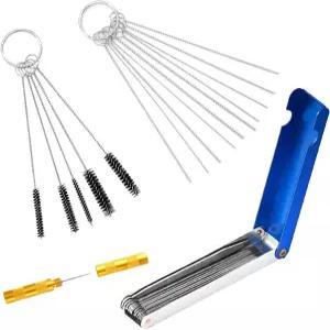 KHGUZ 카뷰레터 청소 키트 카본 더트 제트 제거 클리너 13 스테인리스 스틸 와이어 세트 10 바늘 5 나일론