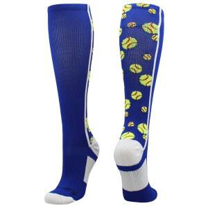 여자 청소년을 위한 부드러운 볼이 달린 매드스포츠용품 미친 소프트볼 양말, 종아리 위의 긴 키의 재미있는 팀 양말 선물