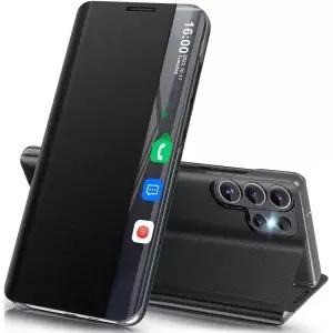 S26 울트라 폰 케이스 클리어 뷰 윈도우, 삼성 S26 울트라 5G Funda용 슬림 미러, 킥스탠드 포함, 삼성 갤