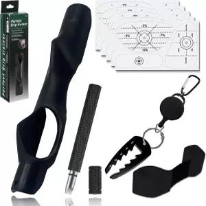 5-in-1 골프 트레이닝 키트 그립 트레이너 스윙 보조 도구 임팩트 테이프 라벨 조절 가능한 티 높이 및