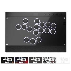 아케이드 게임용 Haute42 레버리스 컨트롤러: C16 자석 탈착식 시리즈 - 아크릴 패널이 있는 알루미늄 합금 베이스 각인 손목 받침대 PC / 스위치 플레이스테이션용 맞춤형 RGB 컨트롤러