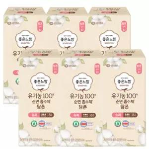 좋은느낌 유기농100% 순면 흡수체 탐폰 슈퍼 12p 6개