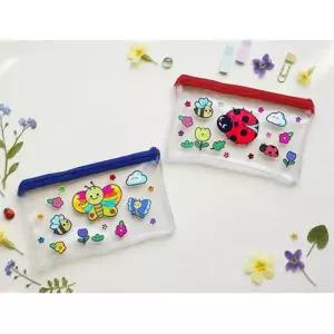 봄곤충 스티커 색칠 투명 지퍼필통 만들기 봄 계절학습 4인 창의력 정서안정 DIY