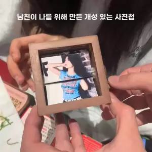 포토플립 박스 커플 엘범 8장 선물 월넛 오르골 기념일 사진