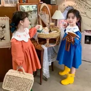 팜므 여아 공주 자매 아기 북유럽 봄 카라 자수 원피스설날