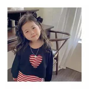 팜므 유아 공주 여아 스트라이프하트펀칭원피스설날