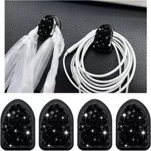 Yourkar 4PCS 블링카 미니 후크 키 케이블 마스크용 다기능 접착 소형 자동 보관 크리스탈 라인스톤