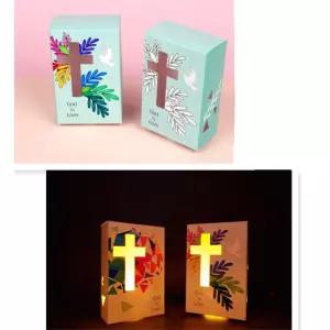 종이박스 십자가 조명등 만들기 4인용 스탠드 교회 주일학교 여름성경활동 미술학습