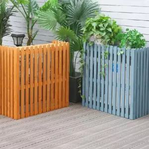 에어컨 실외기 햇빛가리개 우드 커버 나무 차양막