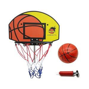 대부분의 직선 및 곡선 극에 맞는 햄스키스 트램펄린 농구 후프, 스테인리스 스틸 각도 조절 장착 베이스, 미니 펌프 포함