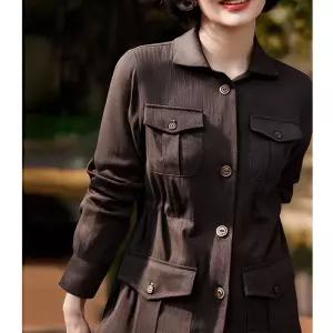 무천도사 여자 여성용 빈티지 봄 오피스룩 재킷 테일러드 프렌치 터틀넥 긴팔 코트 이른 상의 KKE1