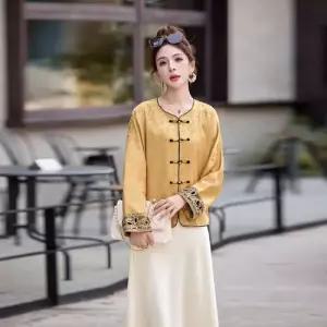 무천도사 여성용 여성 가을 빈티지 반코트 테일러드 재킷 KKE3