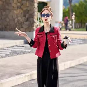 무천도사 여성용 여성 쇼트 톱 코트 재킷 봄가을 테일러드 KKE3