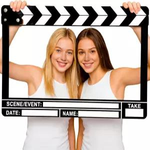 영화의 밤 사진 부스 소품 22.45x14.18 인치 영화 테마 명성 셀카 프레임 필름 클래퍼 보드 생일 졸업 축제