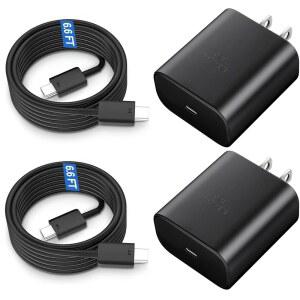 삼성 갤럭시 S26 울트라 /S26 /S26+ /S25 /S24 /S23 /S22 /S20 /노트 10 플러스용 45W USB C 고속 충전기 6.6피트 안드로이드 충전 케이블 코드 포함