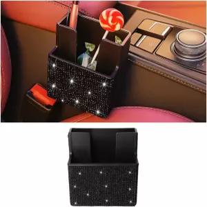 샌드프렌 블링 카시트 사이드 정리함 펜 폰 문서용 크리스탈 라인스톤 차량 보관 가방 홀더 다이아몬드