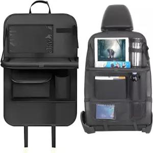 접이식 테이블 트레이가 있는 노크미디 자동차 뒷좌석 정리함 터치스크린 휴대폰 홀더가 6개의 수납 포켓