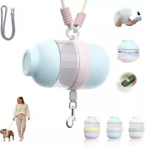 핸즈프리 목줄이 있는 휴대용 개 물병 접이식 디자인의 올인원 보행 액세서리 소형견 여행용 물그릇