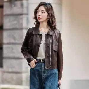 여자 가을 빈티지 점퍼 숏 PU 재킷 상의 OP3