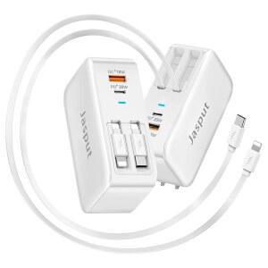 듀얼 케이블이 있는 4 in1 접이식 벽 충전기 USB 포트가 40W 스마트폰 플러그 17 16 15 14 13 LG 갤럭시 S24 23 픽셀용 20W C 고속 충전 차단