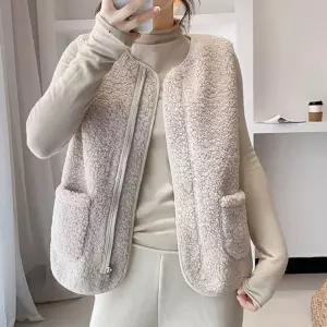 여성 양털 뽀글이 조끼 이너 실내 베스트 wYc2+8HCK
