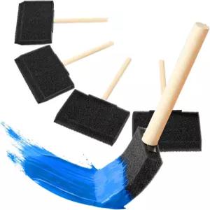 신도주즈 염색용 PCS 폼 브러시 4개 나무 손잡이가 있는 3.9인치/10cm 스펀지 페인트 바니시 페인팅용