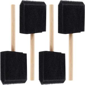 커스텀라이프 4pcs 폼 페인트 브러시 3인치 나무 손잡이 스펀지 세부 사항 얼룩 바니시 대면적 및 DIY 공예