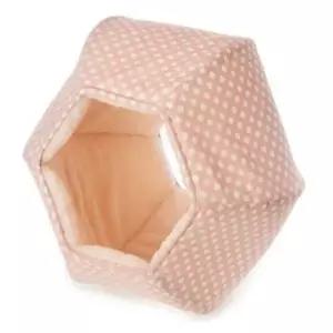 [반려] 고양이 안식처 아기 집 캣 하우스 도트 패턴 핑크색 조용한 휴식 공간