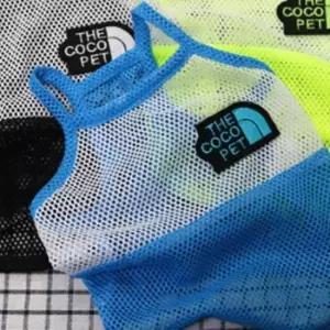 [반려] 강아지 펀칭 메쉬 나시티 블루 1P 여름 티셔츠 통풍