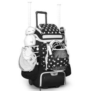 카비고르 캐처스 기어백, 90L 롤링 야구/소프트볼백, 글러브 수납공간, 헬멧 홀더 및 신발 수납공간이 있는 기어 2세트 보관