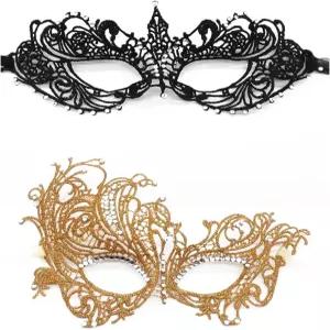 여성 및 남성용 TFTSR 가면극 마스크 - 블랙 골드 레이스의 마르디 그라 베네치아 드레스