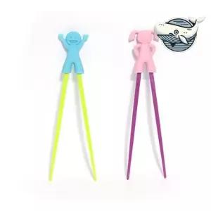 귀여운 캐릭터 젓가락 핑크 블루 실리콘 식사 qiY7+6MYR