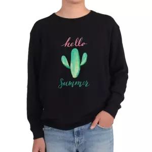 기모맨투맨 HELLO SUMMER 여름휴가 선인장 더위그림 다양한 색상 사이즈 PQB9+9bnL