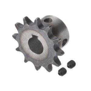 코젤로 딘 /ISO 06B 롤러 체인 스프로킷 12T [12mm 보어 x 3/8인치 피치] 모터 구동 기어, 기계용, A3 카본 스틸, 실버