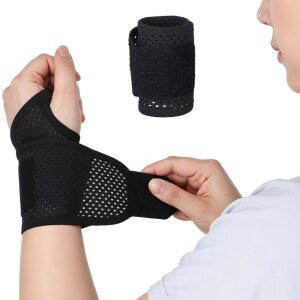 코비 초박형 손목 보호대, 통기성 메쉬 원단 지지 탄력 보호대 편안한 스트랩 조절 가능한 피트니스 스포츠 테니스 데일리 사용(블랙, 왼손 또는 오른손)