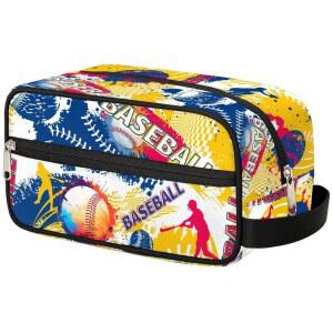 여성 및 남성용 FZDXZJJ 여행용 세면도구 가방, 손잡이 지퍼 포켓이 있는 방수 경량 메이크업 화장품 가방 정리함, 체육관, 해변용 면도용 - 야구