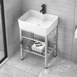 소형 간이세면대 스탠드 빈티지 세정대 원통형 쓰레기통 43x36 캠핑 식당 사각 컬러